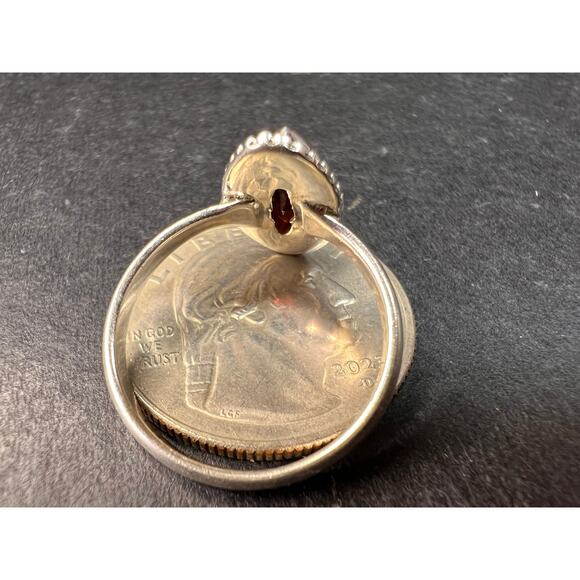 Red garnet marquise gemstone sterling silver ring size 8 - Picture 5 of 12